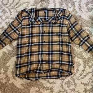 Tan plaid flannel button down shirt